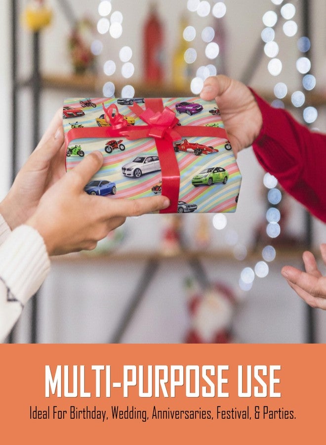 KOSY ورق تغليف هدايا KOSY، 75×50 سم، ورق كرافت صديق للبيئة، بتصميم سيارات فاخر، سهل الطي والقص، مثالي لأعياد الميلاد وحفلات الزفاف والذكرى السنوية والمناسبات الاحتفالية. عبوة من 10 أوراق. - Image 4